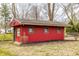 Charming red outbuilding or shed with decorative star and quilt square on property at 7806 Meadowbrook Dr, Indianapolis, IN 46240
