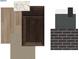 Home design material selections with flooring, counter tops, cabinets, and brick samples at 8706 Hollander Dr, Camby, IN 46113