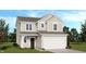 Charming two-story home with neutral siding, a covered front porch, and an attached two-car garage at 8711 Hollander Dr, Camby, IN 46113