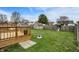 Spacious backyard featuring a deck, storage shed, and play set, ideal for outdoor enjoyment at 1086 Meadowview Ct, Franklin, IN 46131