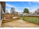 Elevated wooden deck overlooking the grassy backyard with privacy fence at 1086 Meadowview Ct, Franklin, IN 46131