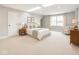Bright main bedroom features neutral tones, skylights, and a seating area at 12895 Grenville St, Carmel, IN 46032