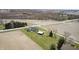 An aerial view showcases the home set on a large lot and surrounded by farmland at 1502 W 525 N, Lebanon, IN 46052