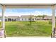 Serene view from covered patio overlooking a spacious backyard with lush green grass and neighboring homes at 17865 Haralson Row, Westfield, IN 46074