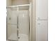 A full bathroom features a shower and built-in storage at 2009 W 250 N, Lebanon, IN 46052