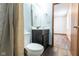 Bathroom featuring tile shower, and modern vanity at 4429 Tucson Dr, Indianapolis, IN 46241