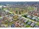 An aerial view of neighborhood homes close to a public park offering a desirable community and nearby outdoor recreation at 5226 E St Clair St, Indianapolis, IN 46219