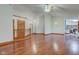 Spacious living room with hardwood floors, high ceilings, and natural light, perfect for entertaining at 528 Wind Skip Cir, Westfield, IN 46074