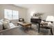 Comfortable living room featuring neutral colors, plush seating, decorative rug, and a large window for plenty of natural light at 647 Albermarle Dr, Pittsboro, IN 46167