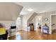 Bonus room with neutral paint and trim plus plenty of storage shelves at 6820 W Forest Brook Dr, Fountaintown, IN 46130