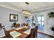 Cozy dining room featuring a large table, views of the backyard and easy access to the screened porch at 6820 W Forest Brook Dr, Fountaintown, IN 46130