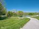 Picturesque pond with walking path surrounded by lush green space at 8920 Hunters Creek Dr # 101, Indianapolis, IN 46227