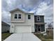 Two-story home showcasing a two-car garage, gray and white siding, and professionally installed landscaping at 11812 Vale St, Indianapolis, IN 46235