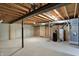 Unfinished basement ready for customization with exposed beams and modern utilities at 12618 E 86Th St, Indianapolis, IN 46236