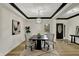 Bright dining room featuring a modern light fixture, table set, and striking black trim at 12618 E 86Th St, Indianapolis, IN 46236