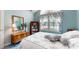 Cozy bedroom featuring soft blue walls, a large window, and a comfortable bed at 1304 Vicksburg S Dr, Greenwood, IN 46143
