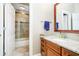 Bathroom features granite countertops, tile floors, and a tiled shower/bathtub combination at 14577 Faucet Ln, Fishers, IN 46040