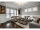 Bright living room with large windows, stylish seating, and a well-appointed coffee table at 14818 Autumn View Way, Fishers, IN 46037