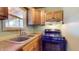 This cozy kitchen features a standard gas range and stainless steel sink at 1521 Pleasant St, Indianapolis, IN 46203