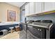 Well-lit laundry room with modern appliances, ample counter space, storage cabinets and a window at 3976 Bent Tree Ln, Greenwood, IN 46143