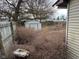 Backyard area with a shed and overgrown vegetation at 413 W 8Th St, Muncie, IN 47302