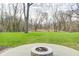 Spacious backyard with a stone fire pit and lush green grass, great for outdoor activities at 4915 E 79Th St, Indianapolis, IN 46250