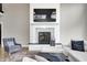 Detailed view of the living room fireplace, showcasing the decorative tile and modern design at 4915 E 79Th St, Indianapolis, IN 46250