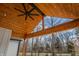 Wood ceiling and black ceiling fan of a covered porch at 5123 Oak Ridge Pl, Columbus, IN 47201