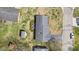 Overhead shot showcasing a cozy home with a well-maintained yard and detached garage at 5240 Magnolia Dr, Columbus, IN 47203