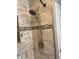 Bathroom tiled shower stall with modern fixtures and a convenient niche for storage at , Indianapolis, IN 46203