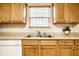A well-lit kitchen showcases a stainless steel sink, wooden cabinets and modern appliances at 6145 Crystal View Dr, Indianapolis, IN 46237