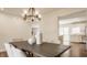 Bright dining room showcases a modern chandelier and a rustic wood table at 6733 Dorchester Dr, Zionsville, IN 46077