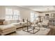 Inviting living room flowing into a modern kitchen with stainless steel appliances at 6733 Dorchester Dr, Zionsville, IN 46077