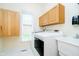 Well-lit laundry room featuring modern appliances and ample cabinet space at 7271 Catboat Ct, Fishers, IN 46038