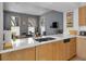 Open kitchen featuring a large sink and quartz countertops with natural light at 827 N Park Ave, Indianapolis, IN 46202