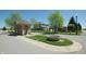 Marlin Meadows community entrance with decorative signage, landscaping, and stone guard house at 8536 Blue Marlin Dr, Indianapolis, IN 46239