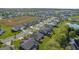 Aerial image highlighting the rooftops of homes adjacent to greenery, trees, and a small body of water at 11598 Platt St, Noblesville, IN 46060