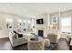 Cozy living room featuring a fireplace, large windows, and plush seating at 1238 Alabama St, Indianapolis, IN 46202