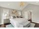 Inviting main bedroom offers hardwood floors, neutral decor, a vaulted ceiling, and stylish furnishings at 1238 Alabama St, Indianapolis, IN 46202