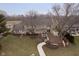 Aerial perspective showing the rear of the home with its expansive deck and landscaped backyard at 2005 Dakota Dr, Noblesville, IN 46062