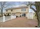 A spacious, wooden back deck overlooks the backyard and provides outdoor living space at 2005 Dakota Dr, Noblesville, IN 46062