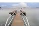 A private wooden pier with a ladder offers direct access to the lake for swimming or boating at 2005 Dakota Dr, Noblesville, IN 46062