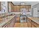 Kitchen featuring stainless steel appliances, stone countertops, and ample cabinet space at 2468 Shadow Bend Dr, Columbus, IN 47201