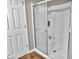 Bathroom featuring a modern glass shower enclosure at 2468 Shadow Bend Dr, Columbus, IN 47201