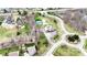 A beautiful aerial view of a well maintained community with greenery, roads, and various community amenities at 3240 Wildlife Trl, Zionsville, IN 46077