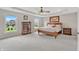 Spacious bedroom with neutral carpet, tray ceiling, and bright natural light at 3240 Wildlife Trl, Zionsville, IN 46077