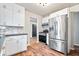 Modern kitchen features sleek stainless steel appliances, white cabinetry, and stylish countertops for a contemporary design at 3445 N Olney St, Indianapolis, IN 46218