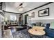 A cozy living room featuring hardwood floors, a fireplace, a crystal chandelier, and stylish decor at 3926 Rookwood Ave, Indianapolis, IN 46208