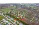 Charming single-Gathering home with spacious lawn in a serene, tree-lined neighborhood setting from an aerial view at 3929 Lee St, Anderson, IN 46011
