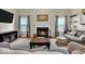 Inviting living room with a cozy fireplace, large windows, and comfortable seating at 714 Breakers Ln, Fortville, IN 46040